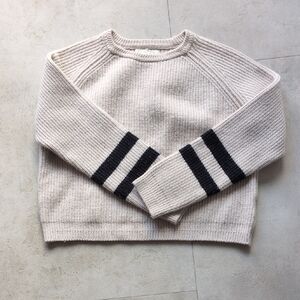 Velvet by Graham & Spencer Cream Sweater with Navy Stripes